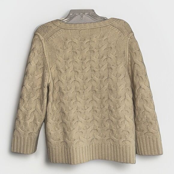 Ann Taylor Wool Angora Sweater Thick Cable Knit Ivory Pearl Rabbit Hair Size XL - Picture 3 of 16
